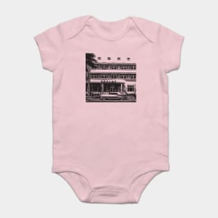 Classic American car and Art Deco Miami Beach Florida Baby Bodysuit